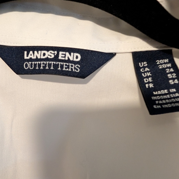 Lands End Outfitters 20 W White Button down Blouse 3/4 fold up sleeve - Picture 6 of 9